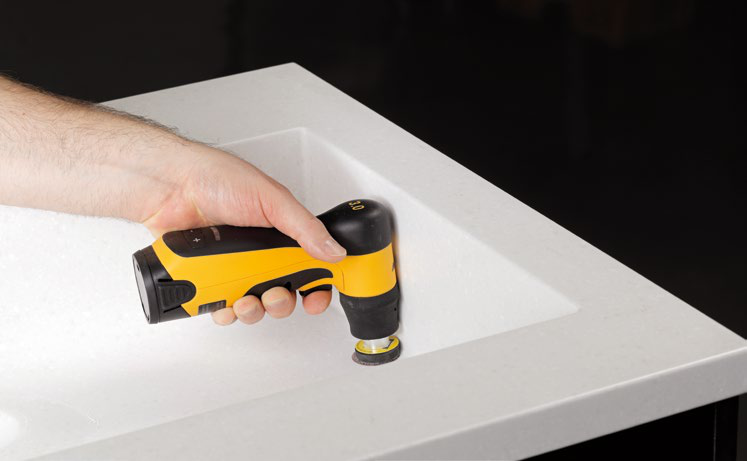 Solid surface small area sanding
