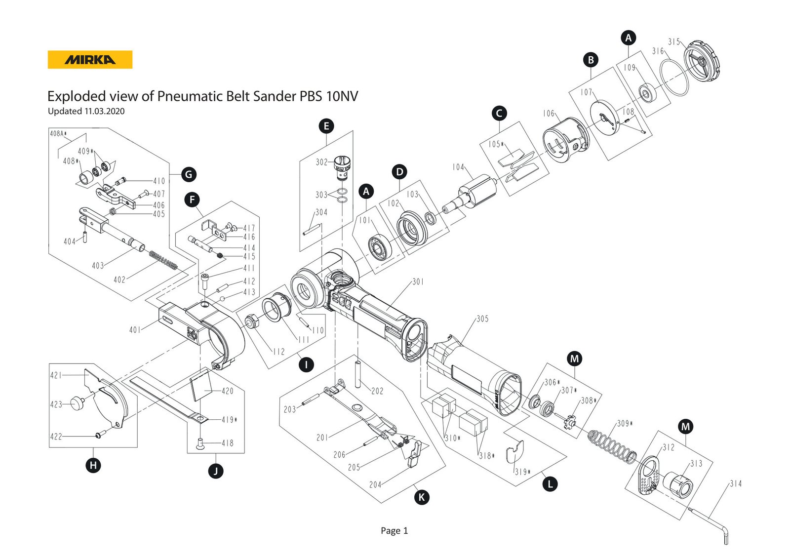 Mirka PBS-10 Pneumatic Belt Sander